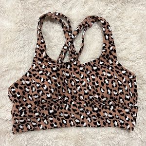AERIE leopard strappy back sports bra